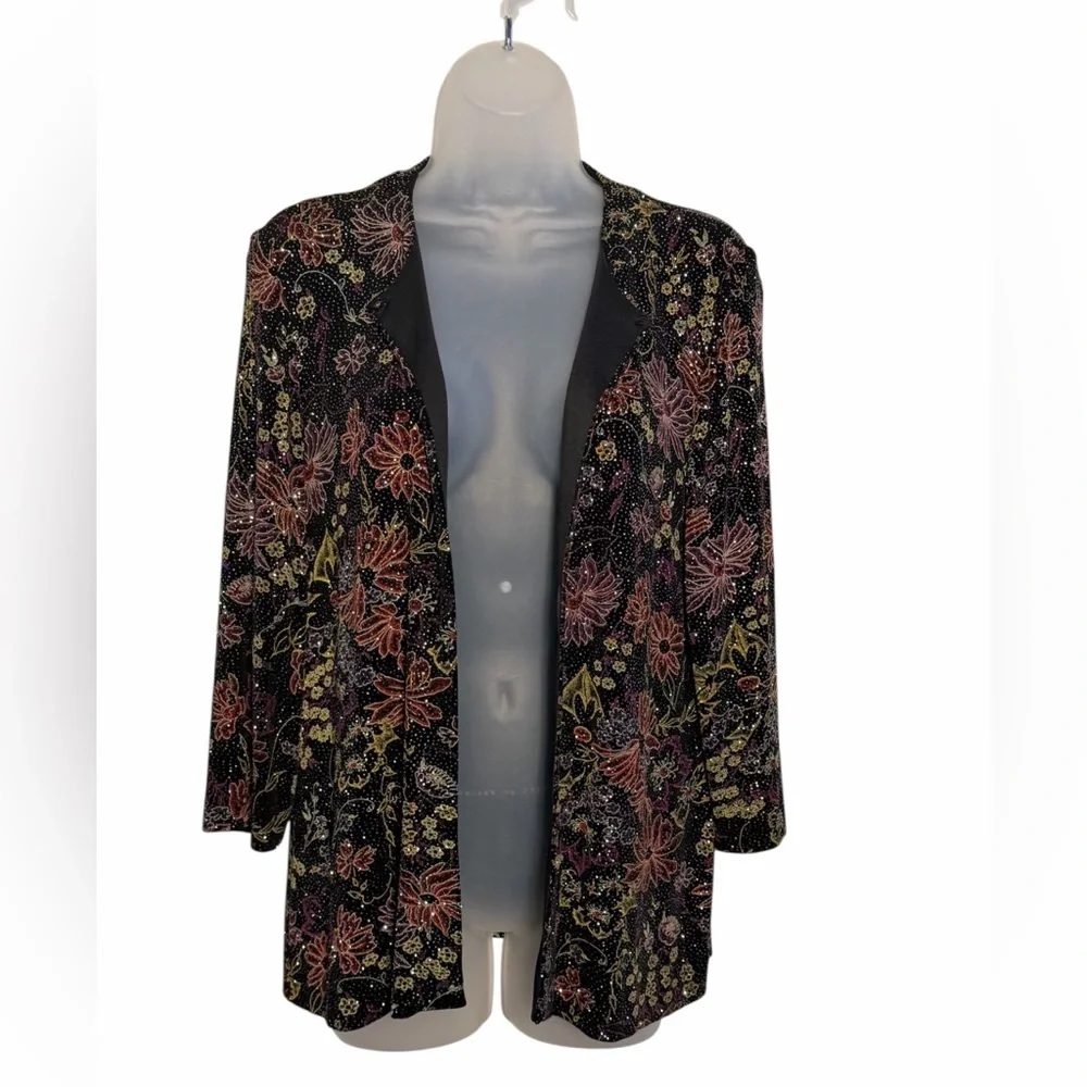 Alex Evenings Black and Gold Embellished Jacket